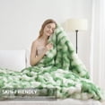 thumbnail image 5 of VK·LIVING Thick Ribbed Faux Rabbit Fur Cozy Reversible Throw Blanket,Super Soft 3D Striped Fuzzy Cozy Blankets,Light Green,50"x 60", 5 of 8