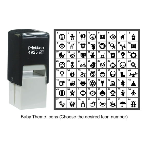 Printtoo Personalized Baby Theme Icons Rubber Stamp Self Inking Stamper 24 mm-Violet