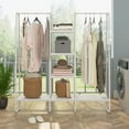 thumbnail image 2 of Freestanding Garment Rack, Clothes Rack with Double Rods and Storage Shelves, 2 of 7