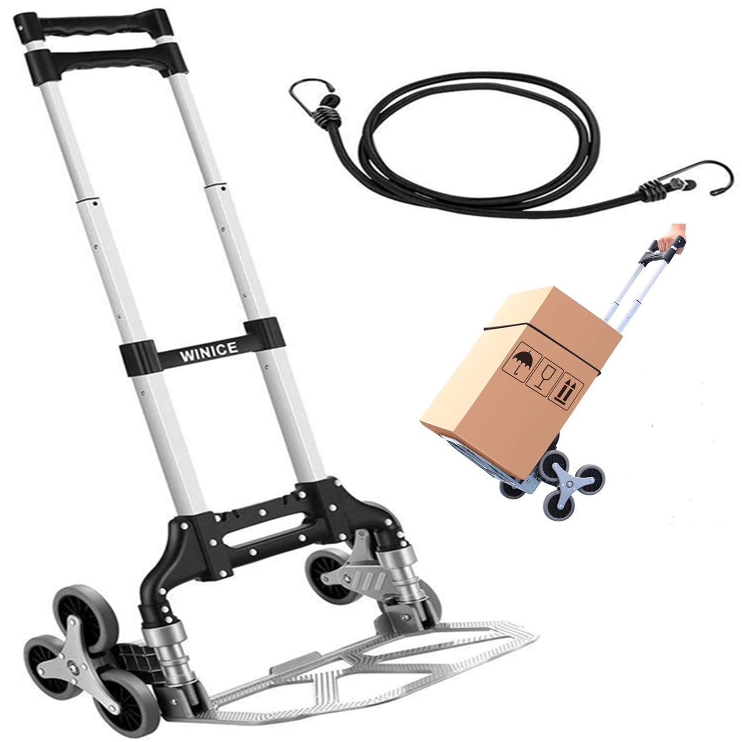 WINICE Stair Climber Truck Portable Folding Trolley Adjustable Handle Cart Home 
