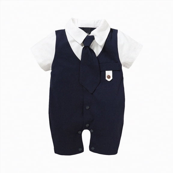 HCNTES Baby Girls Romper Clothes Gentleman Tie Jumpsuit Solid Boys Boys &Jumpsuit Outfit