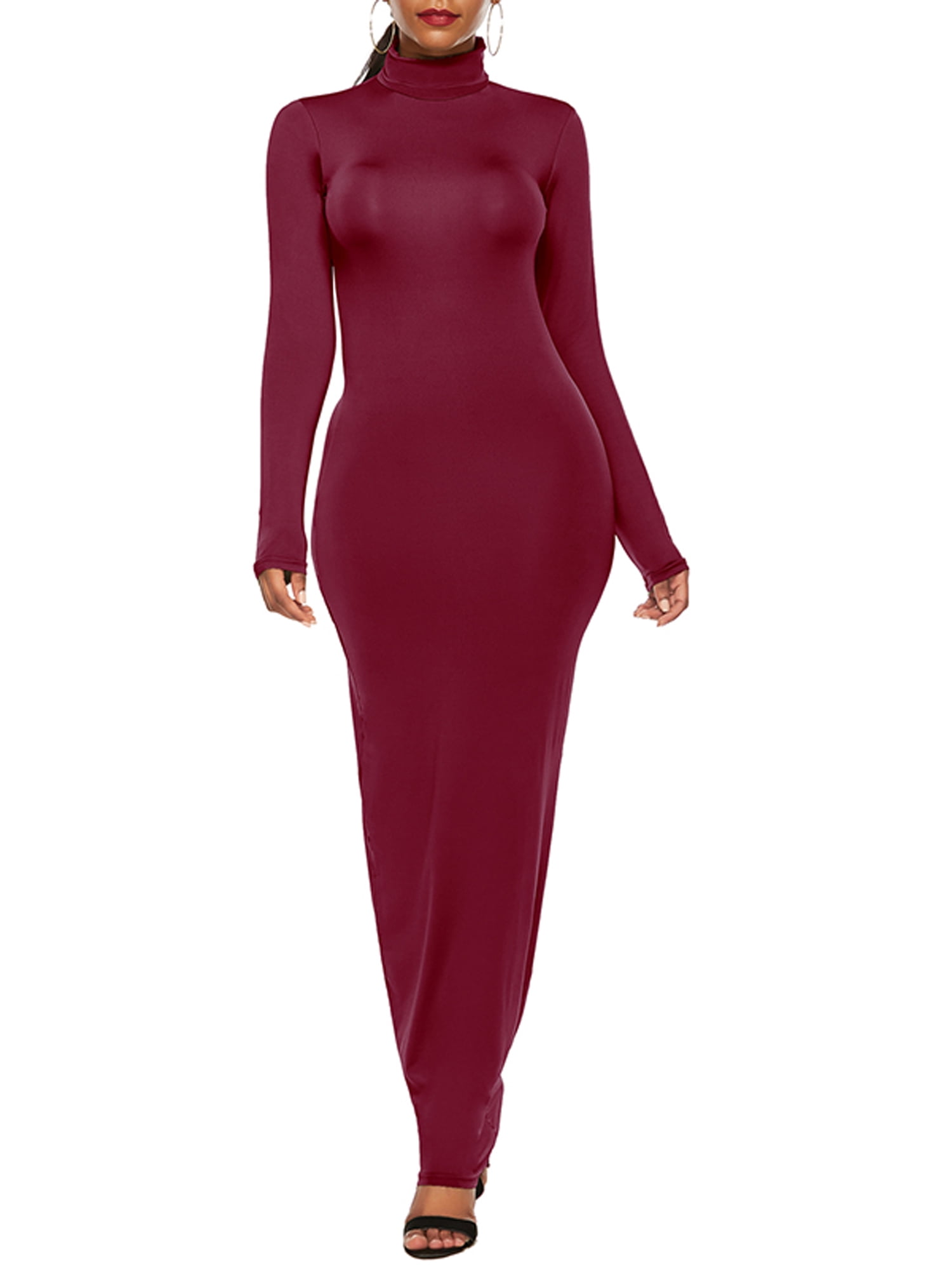 High Neck Long Sleeve Bodycon Party 