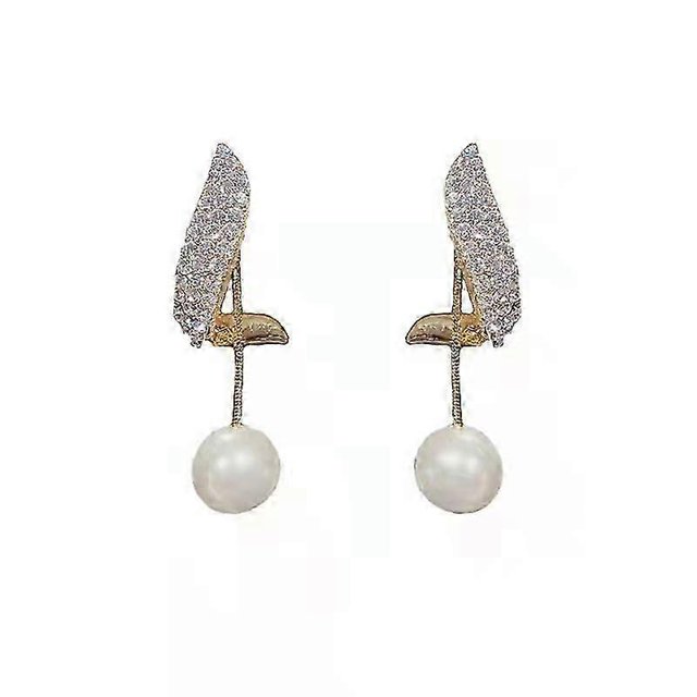 925 Silver Pearl Crystal Earrings Drop Dangle earrings Wedding Party Women Jewelry Gift