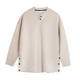 thumbnail image 3 of HAOTAGS Men's Pullover Sweatshirts with Button Long Sleeve Cotton Sweatshirt Top Beige Size L, 3 of 6