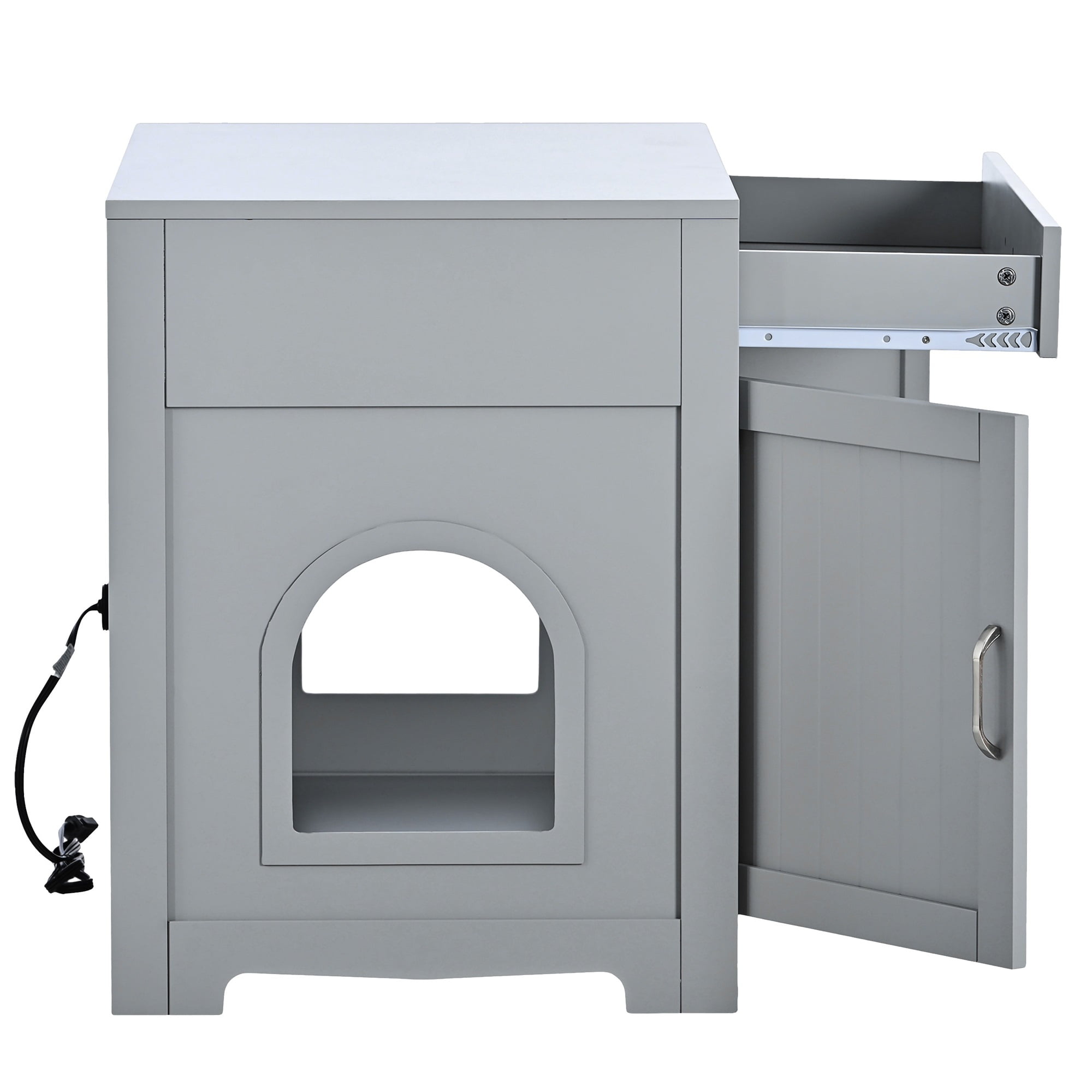 Pefilos 31" Cat Litter Box Enclosure, Hidden Cat Washroom Furniture with Divider, Large Wooden Pet House, Enough for Most of Orange Cat and Litter Box, Gray Pefilos 31" Cat Litter Box Enclosure, Hidden Cat Washroom Furniture with Divider, Large Wooden Pet House, Enough for Most of Orange Cat and Litter Box, Gray