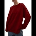 thumbnail image 3 of Camisetas de Larga Extragrandes para Mujer 2025, Camisetas Básicas de Cuello Redondo, Tops de Otoño, Ropa Informal de Entrenamiento Y2K Vino Tinto L, 3 of 8