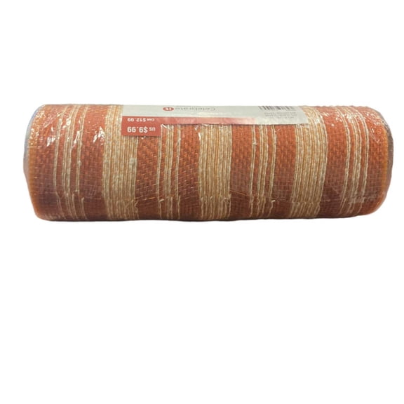 Celebrate it Hall Orange and White Stripe Mesh 9.5inx19ft