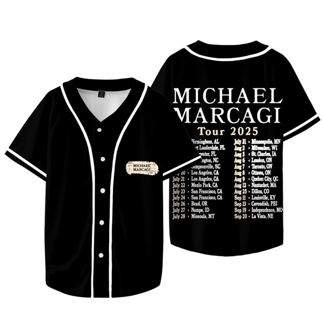 Michael Marcagi 2025 Tour Dates Chaqueta de béisbol Cosplay Camisetas de manga corta con cuello en V,Style 3,XXXXL