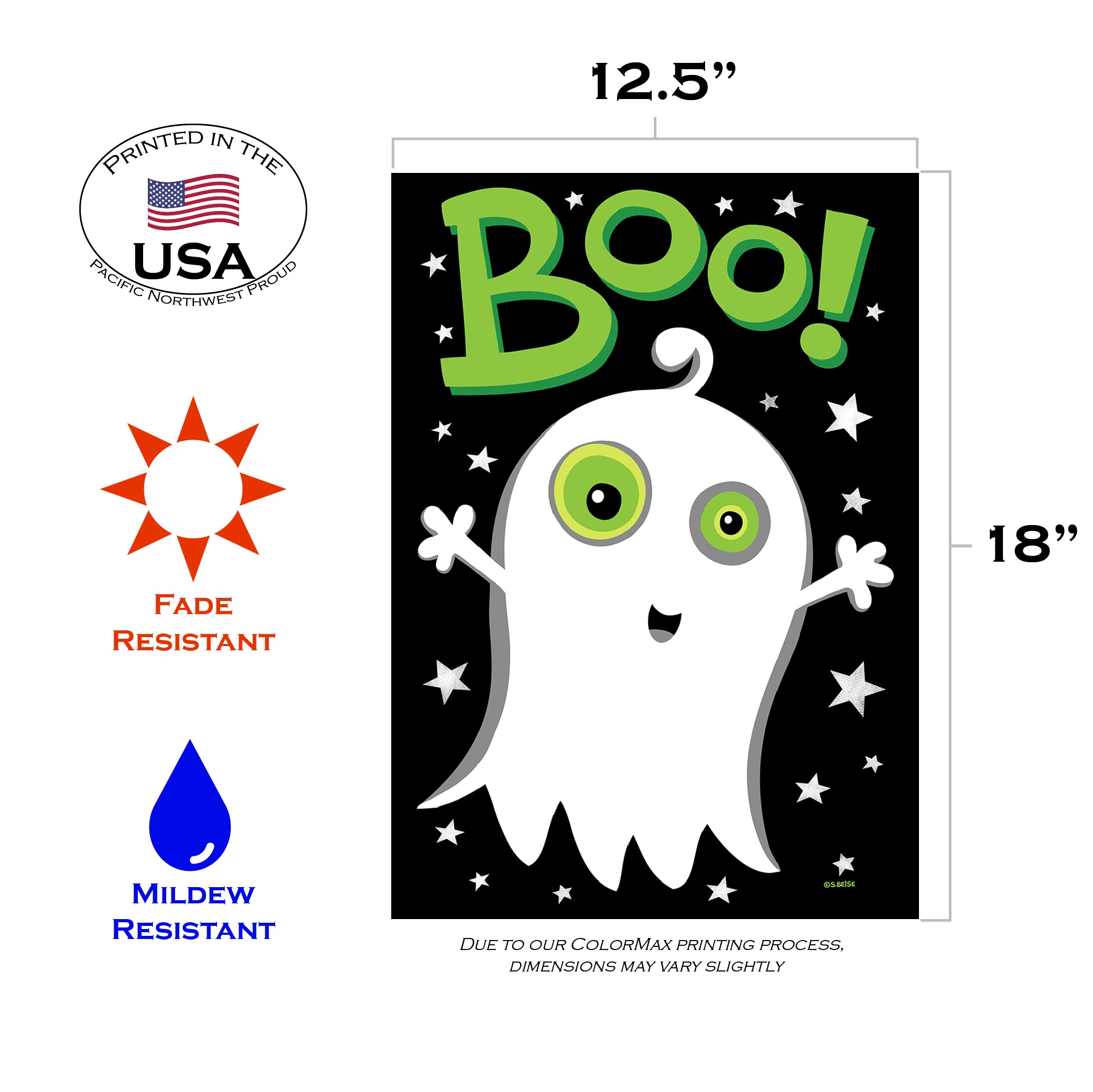 Toland Home Garden Boo Ghost Halloween Flag Double Sided 12x18 Inch - image 2 of 5
