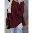 thumbnail image 4 of Femmes Velours Côtelé Chemise à Manches Longues Veste Oversized Tops, 4 of 5