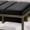 thumbnail image 5 of Upholstered Velvet Ottoman Bench with Brass Finish, Black, 5 of 9