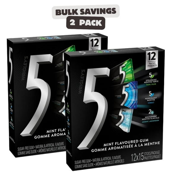 2 x Wrigley 5 Sugar-Free Chewing Gum Variety Pack