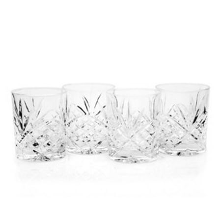 Dublin 8 oz. Leaded Crystal Double Old Fashioned Whiskey Glasses, Set of