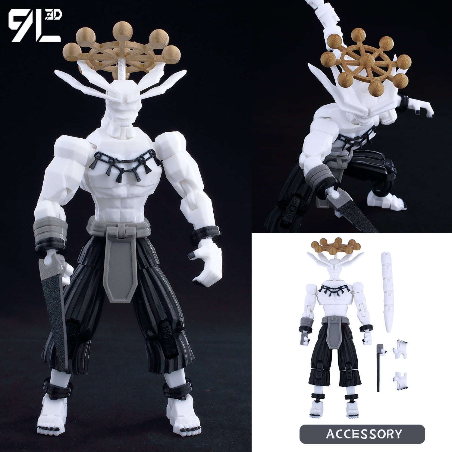 9L3D Anime Mahoraga Action Figure Lucky13 Dummy13 Movable Multi