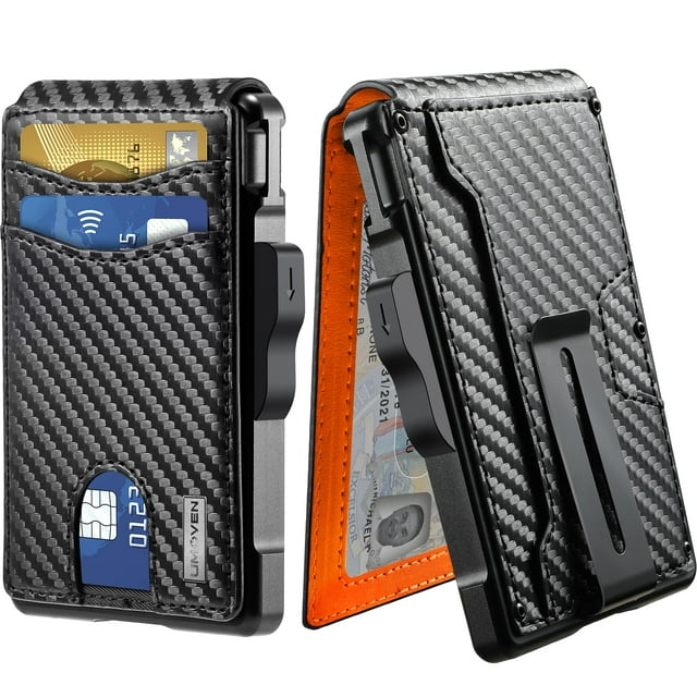 Clip para billetes Wallet Umoven, delgado, de piel, con bloqueo RFID