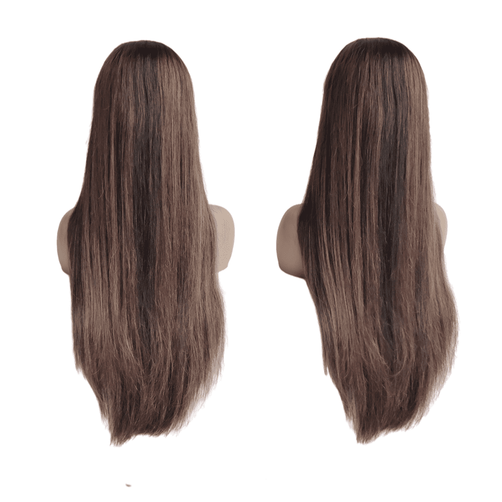 RUNATURE U Part Wig Aus Echthaar 45cm (18 Zoll) - Dunkelbraune Haarverlängerung, 150% Dichte