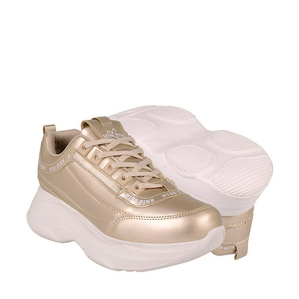TENIS CASUALES DAMA MISS PINK 524743 SIMIPIEL ORO Miss Pink 524743