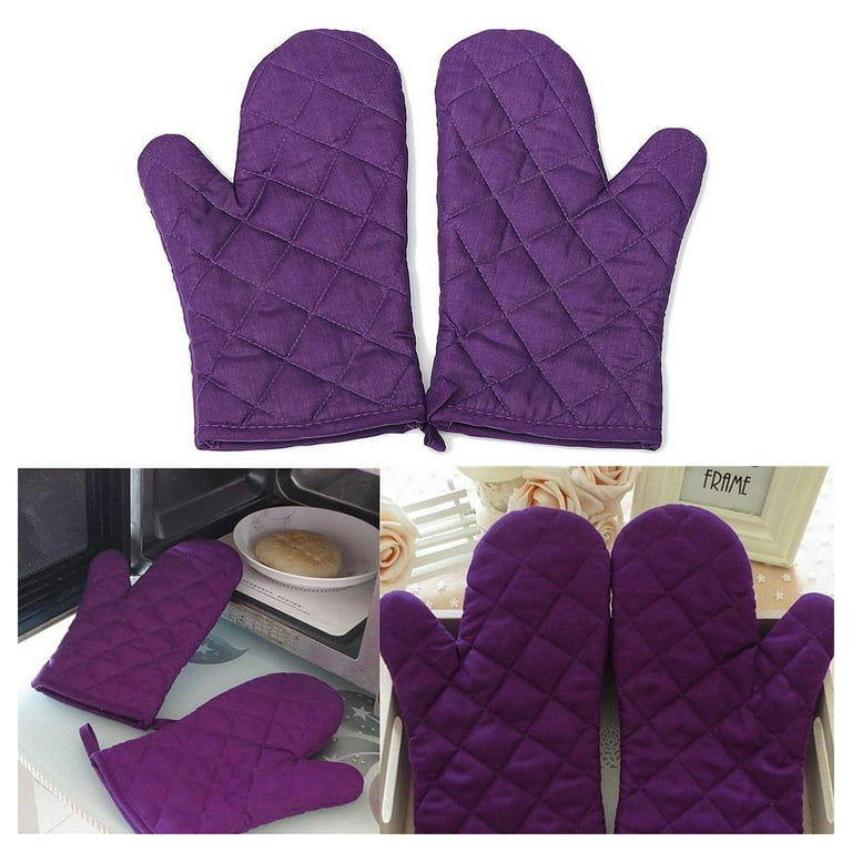 1 Pair Craft Cotton Oven Glove Pot Holder Cooking Mitts Purple
