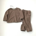 thumbnail image 3 of Vedolay Boys Outfits Boy Fall Clothes Set Button Down Long Sleeve Top Elastic Waist Pants Fashion Outfits,Coffee 3-4 Years, 3 of 4