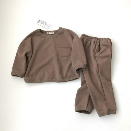 

4 Piece Baby Girls Boys Autumn Solid Cotton Long Sleeve Long Pants Sleepwear Set Outfits Clothes Toddler Girl 4t Pants Outfits