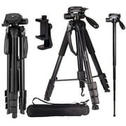 Camera Tripod Travel Monopod (70" Aluminum Professional Video Camera Mount Leg) Adjustable Stand with Flexible Head for Canon Nikon Dv DSLR Camcorder Gopro Cam& Carry Bag & Cellphone Mount