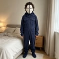thumbnail image 5 of Cozy Navy Horror Cosplay Onesie for Adults, Classic Horror Style Full Body Onesie with Zipper & Pockets for Halloween Sleepwear Cosplay(Blue,XXL), 5 of 7