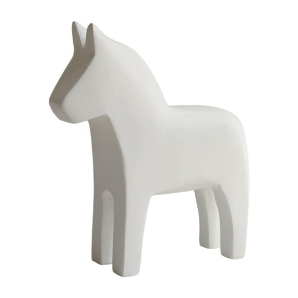 Lipstore Swedish Dala Horse Wood Hand Carved Gift Figurine for Home Festival Entrance White