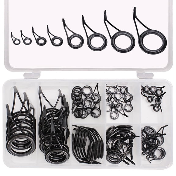 75Pcs Fishing Rod Guide Kit Rod Tip Repair Kit 8 Sizes Rod Repair Spare Parts