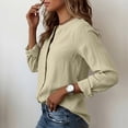 thumbnail image 6 of GUACER Womens Linen Long Sleeve Blouses Fashion Solid Button Down V Neck Loose Casual Spring Summer Outfits, 6 of 9