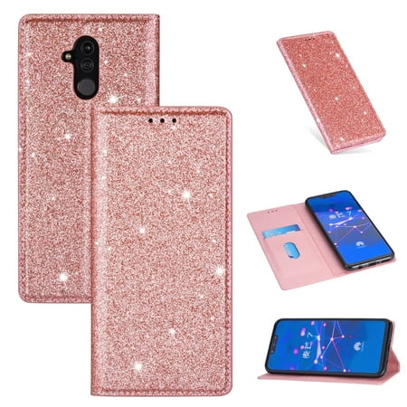 For Huawei Mate 20 Lite Ultrathin Glitter Magnetic Horizontal Flip Leather Case with Holder & Card