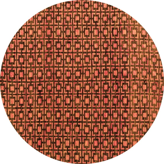 Ahgly Company Indoor Round Abstract Orange Modern Area Rugs, 4' Round