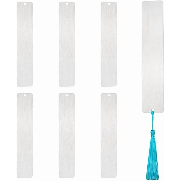 201 Stainless Steel Bookmarks Finding Rectangle Blank Stamping Boorkmak Stainless Steel Color 130x26x1mm Hole: 3.5mm