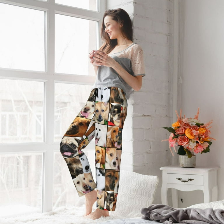 Logiee Collage of different dogs Print Women Pajama Pants,Comfy Pj