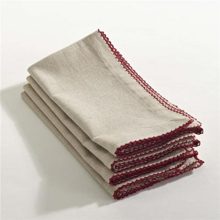 

SARO 20 in. Crochet Scalloped Design Table Linens Red - Set of 4