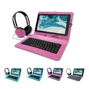 Core Innovations CTB1016G 10.1" Quad-Core Tablet with Headphones + Keyboard Folio (Pink)