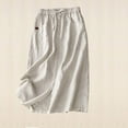 thumbnail image 2 of HVOBTTY Womens A Line Mid Length Skirts, Summer Skirt for Women, Womens Casual Solid Color Linen High Waist Versatile Breathable Daily Outdoor Midi Skirt Beige, M, 2 of 3