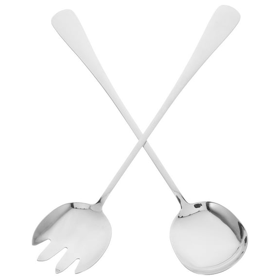 Worgeous 1 Set Stainless Steel Long Handle Salad Forks And Spoons Set Slotted Serving Spoons For Buffet Cooking Utensils For Parties