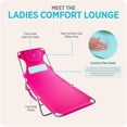 thumbnail image 4 of Open Box Ostrich Ladies Comfort Lounger, Beach Camping Pool Tanning Chair, Pink, 4 of 12