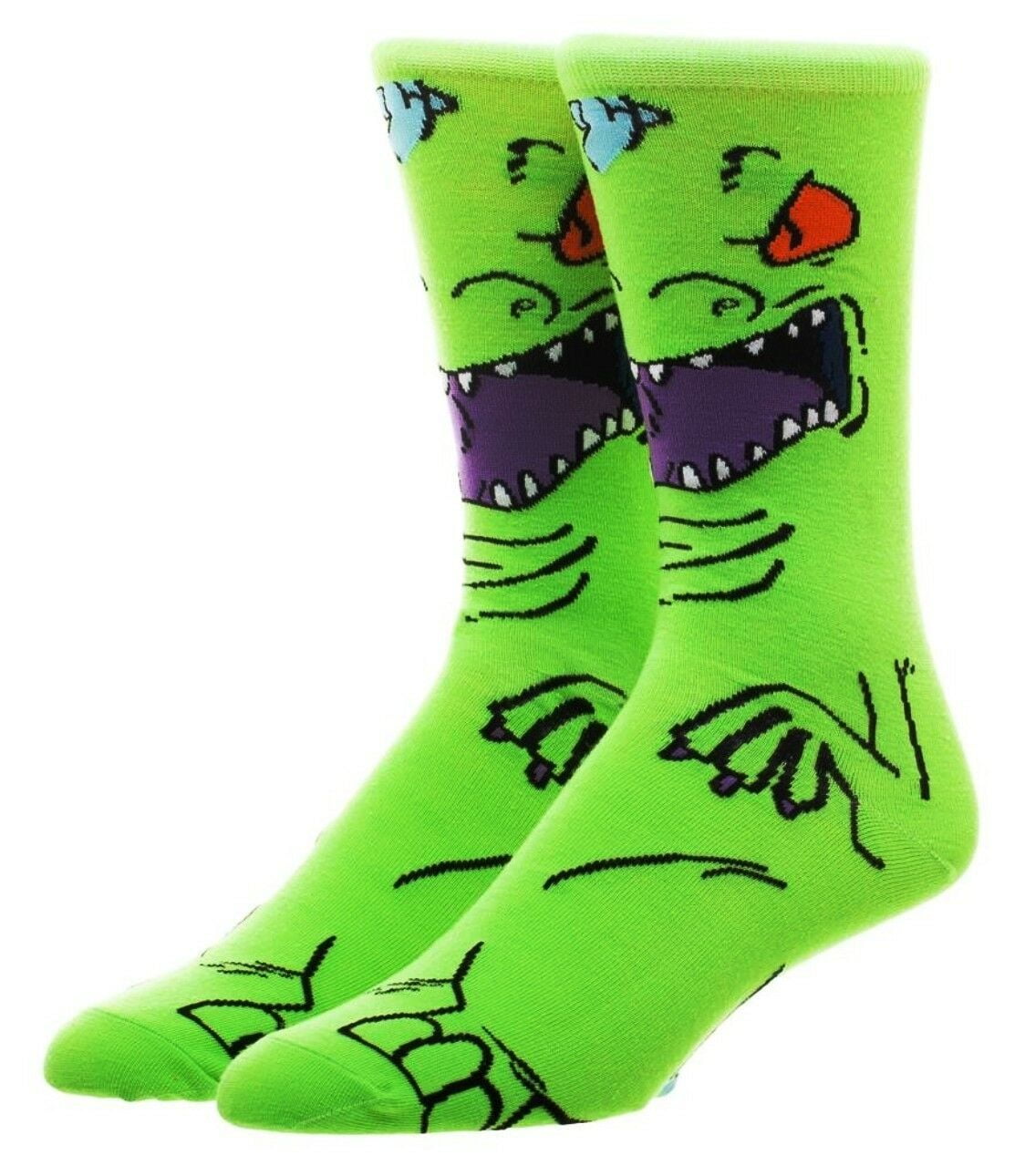 Rugrats Reptar Character Green Adult Size Crew Socks