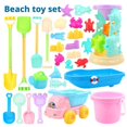 thumbnail image 2 of Juego de juguetes de playa para niños, incluye carrito de arena, cubo, pala y reloj de arena, plástico, tamaño 35 cm., 2 of 5