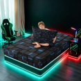 thumbnail image 4 of Manfei Modern 3D Square Twin Sheets, Neon Glow Bedding, Black Blue, Black Reversible 3pcs1 Flat Sheet + 1 Fitted Sheet + 1 Pillowcase, 4 of 6