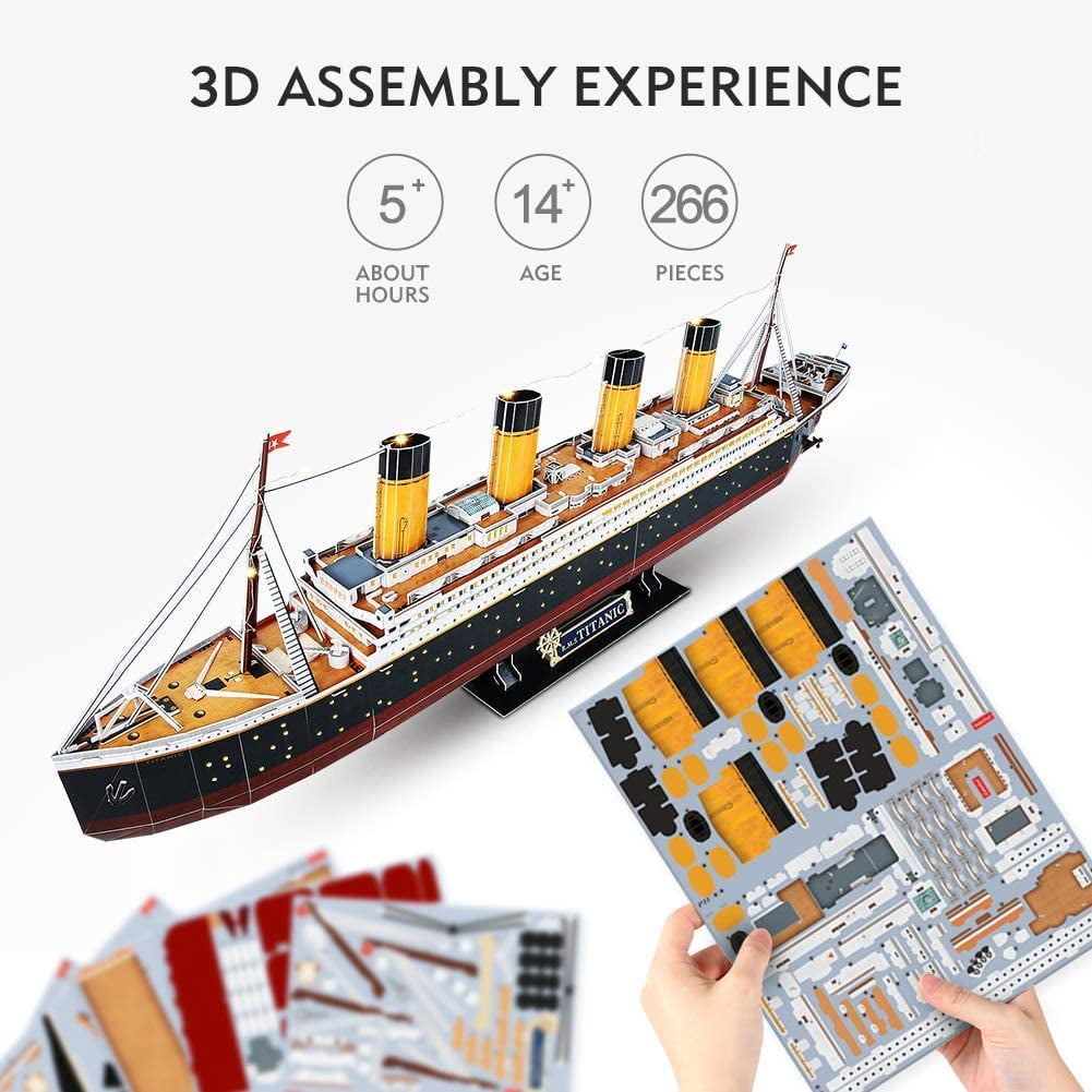 LED 3D Puzzle Titanic Ship 3D Puzzles for Adults RMS Toys Model Kits 34.6'', Difficult Watercraft Jigsaw Family Puzzle 3D and Cruise Ship Desk Decor ...