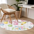 thumbnail image 5 of Happy Easter Round Area Rug 4ft, Spring Colorful Eggs Butterfly Grey Plaid Washable Non-Slip Circle Rugs for Bedroom Living Room Kitchen, Soft Non Shedding Circle Carpet for Dining Room Dorm, 5 of 9