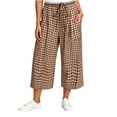 thumbnail image 2 of Asgosdo Women Pants Drawstring High Waisted Grid Straight Leg Loose Fit Soft Breathable Capris Pants with Pockets, 2 of 5