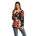 thumbnail image 6 of XCHQRTI Flower Hide Belly Blouses for Women Henley Long Sleeve Shirt Summer Basic Flowy Tunic Blouse Tops, 6 of 7