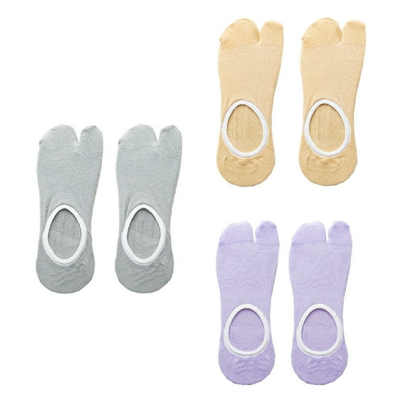 PBPBOX Womens Cotton Toe Socks Two-toed Socks Cotton Skin Tone 3 Pairs