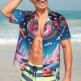thumbnail image 5 of Yiaed Colorful Donut Print Hawaiian Shirt for Men Short Sleeve Button Down Shirts Beach Shirts for Men-Large, 5 of 5