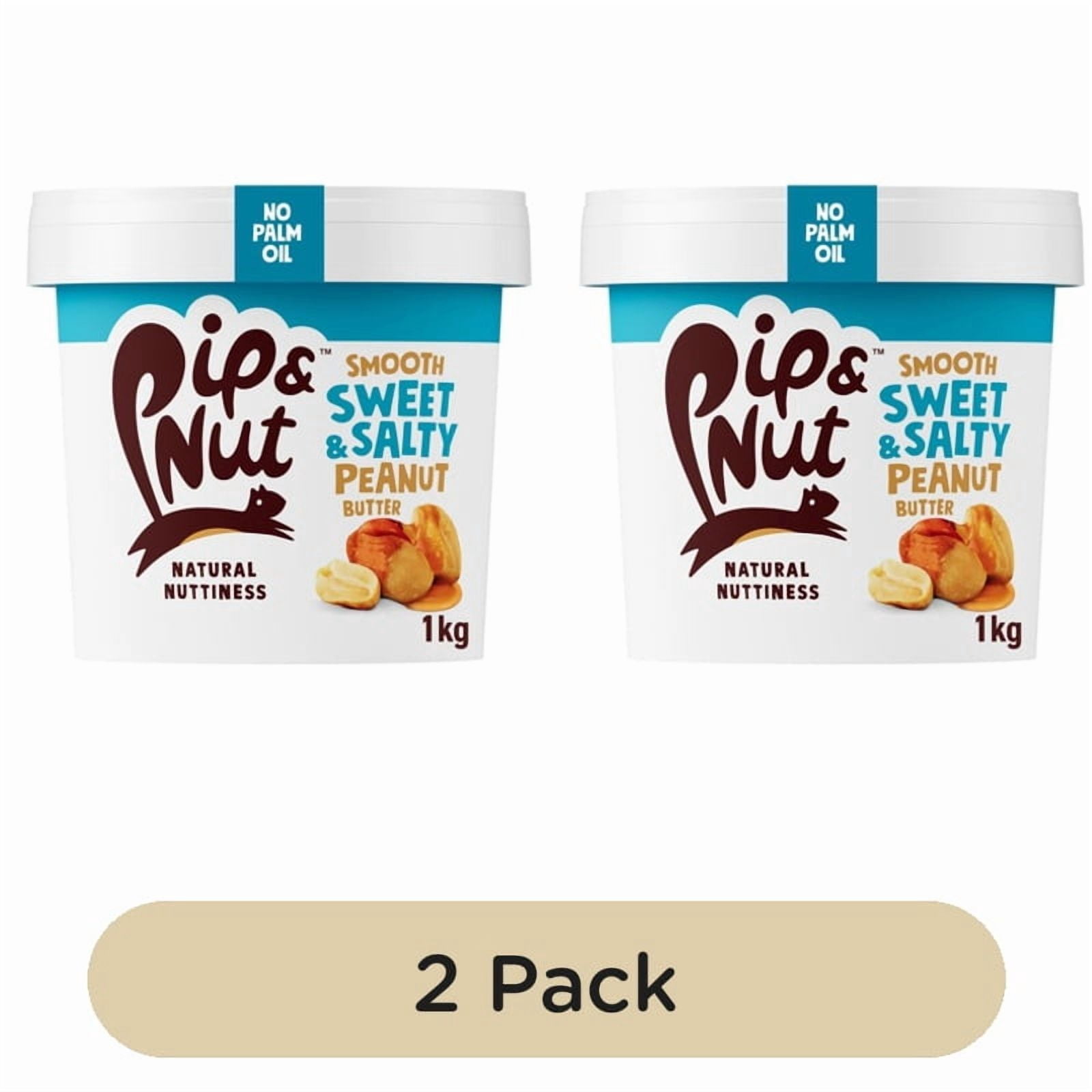 Pip & Nut Sweet & Salty Smooth Peanut Butter 1kg, British Import (Pack of 2)