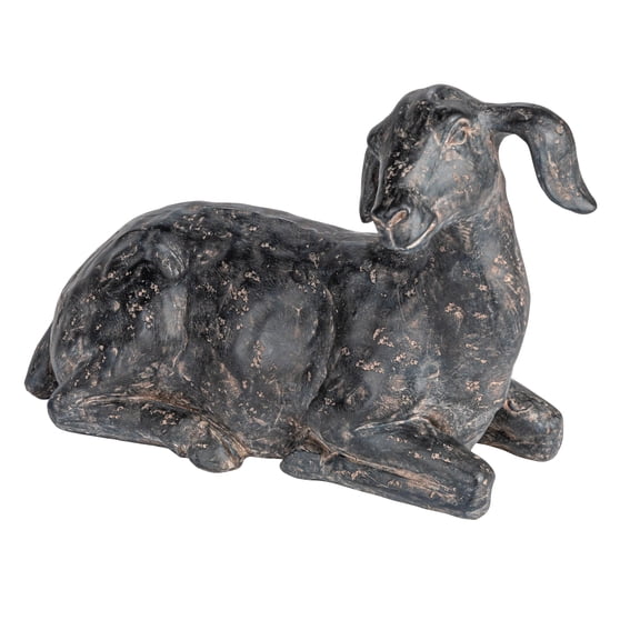 Creative Co-Op Resin Lying In Rest Goat Accent Décor with Cast Iron Finish, Black