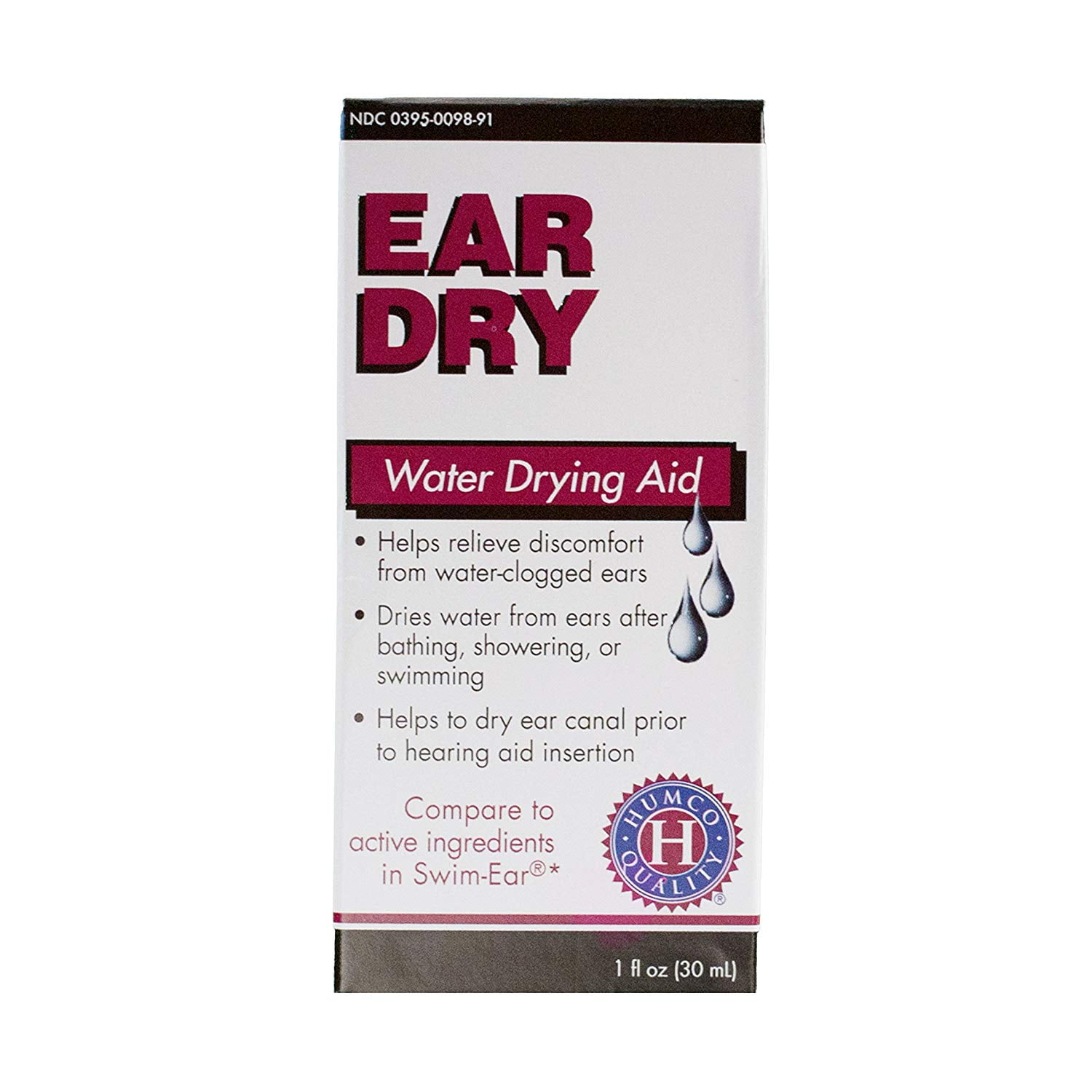 3 Pack Humco Ear Dry, Water Drying Aid for Swimmers & Drying Ears, 1oz